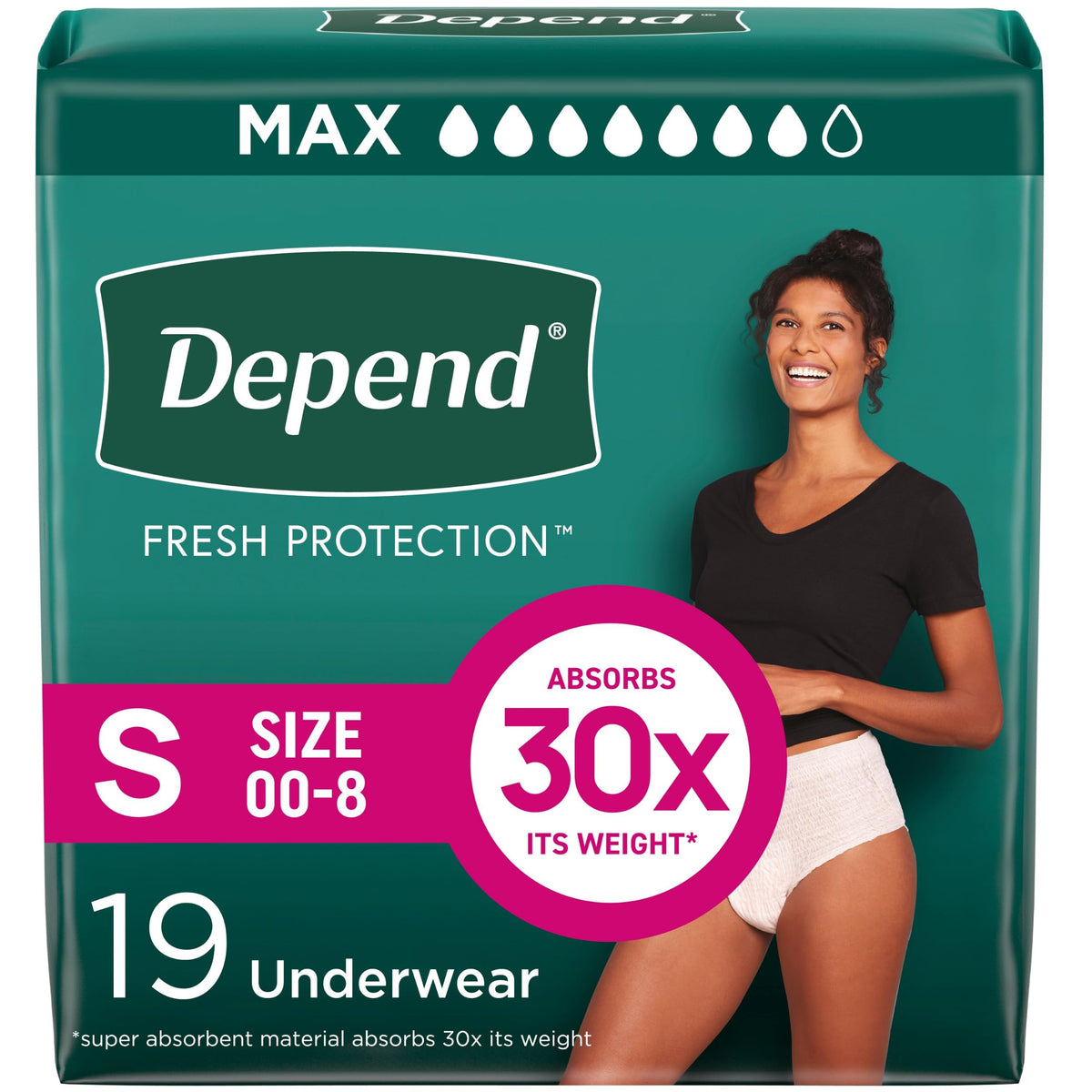 Depend Fresh Protection absorbency core provides reliable all day protection for women