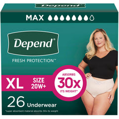 Depend Fresh Protection extra-large underwear for all-day protection and comfort.