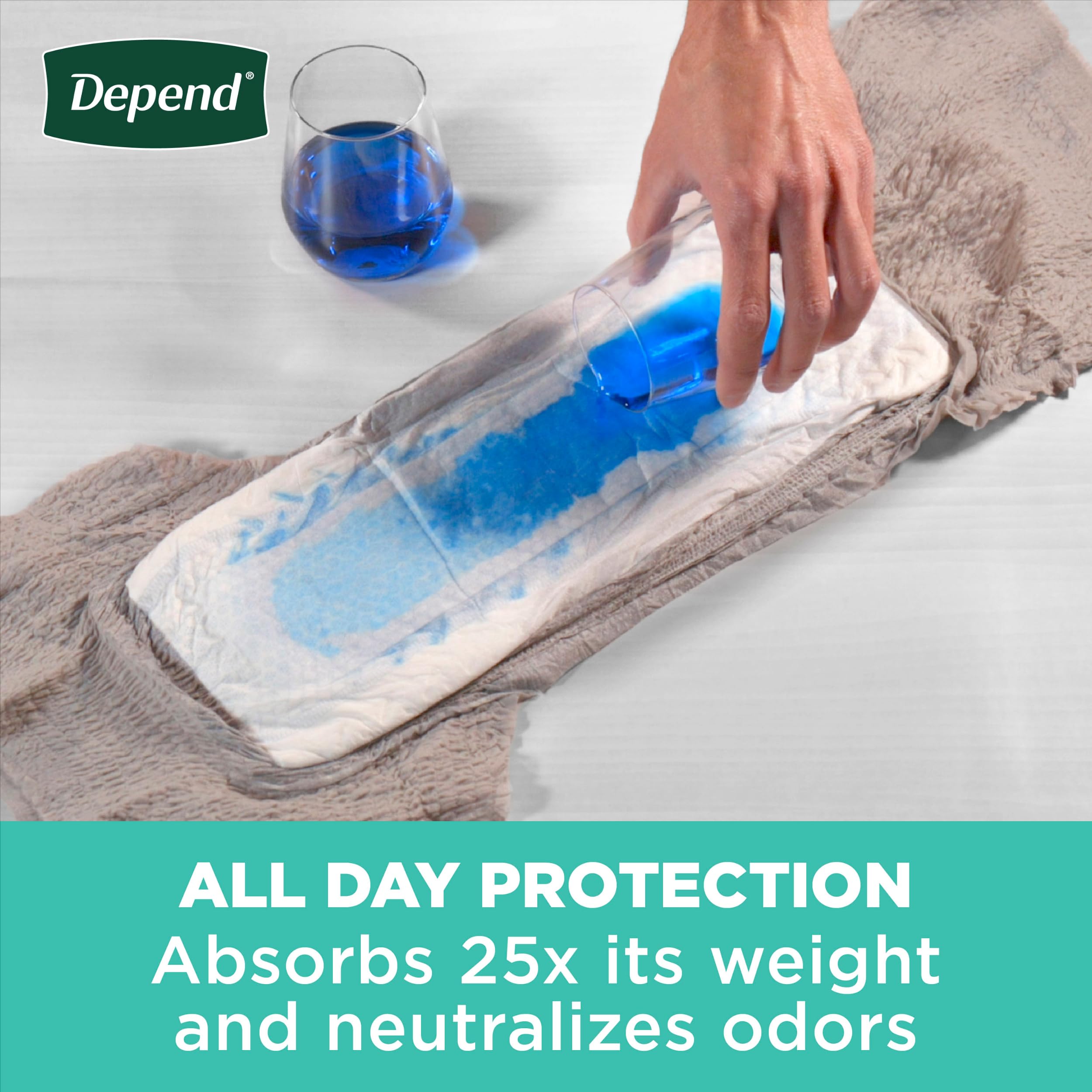 Depend Fresh Protection underwear with OdorBlock technology locks in odors for discretion.