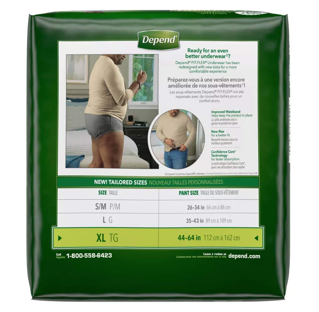 Depend Men FitFlex Max waistband close-up showing secure fit and flexible movement