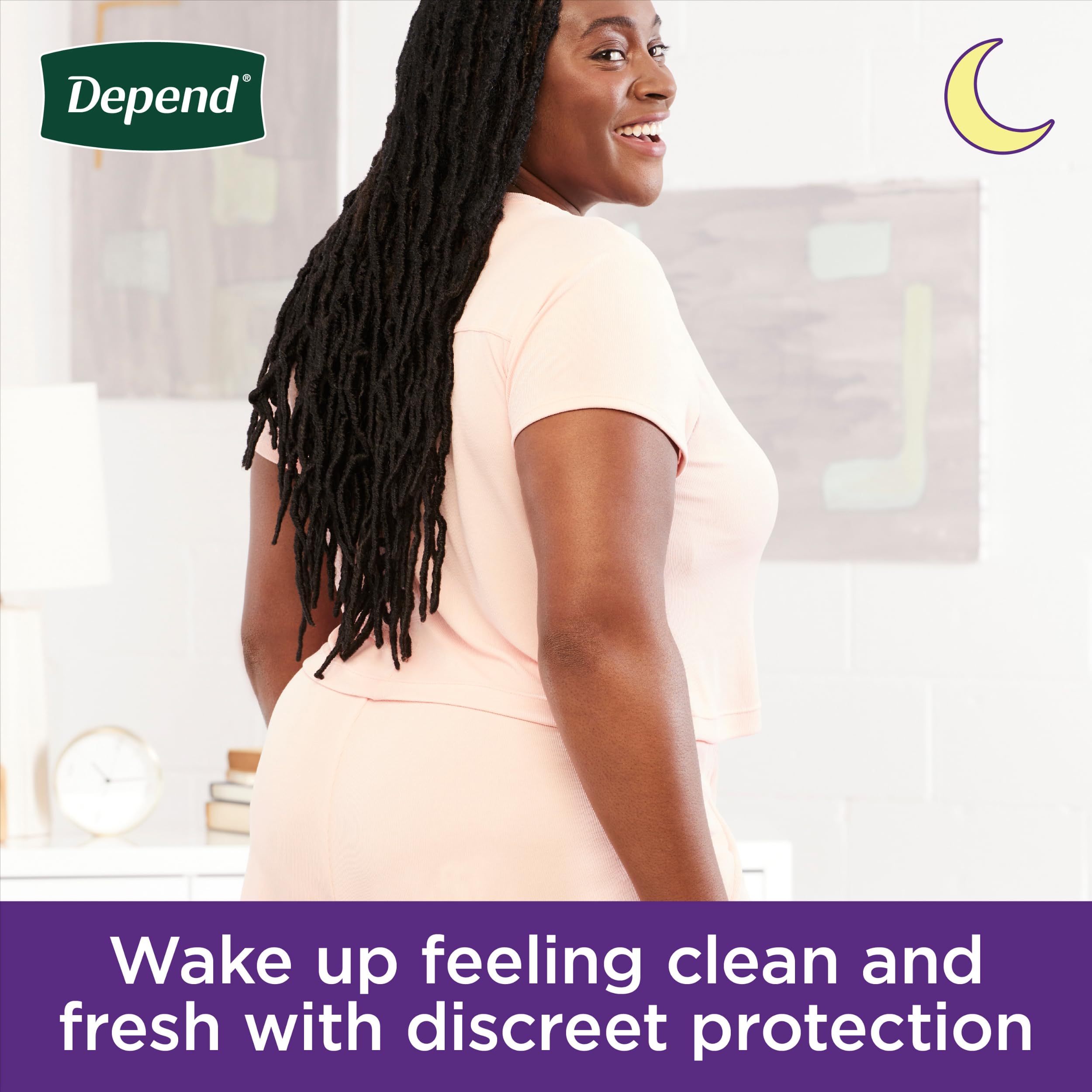 Depend Night Defense blush color design adds a subtle, stylish nightwear look.