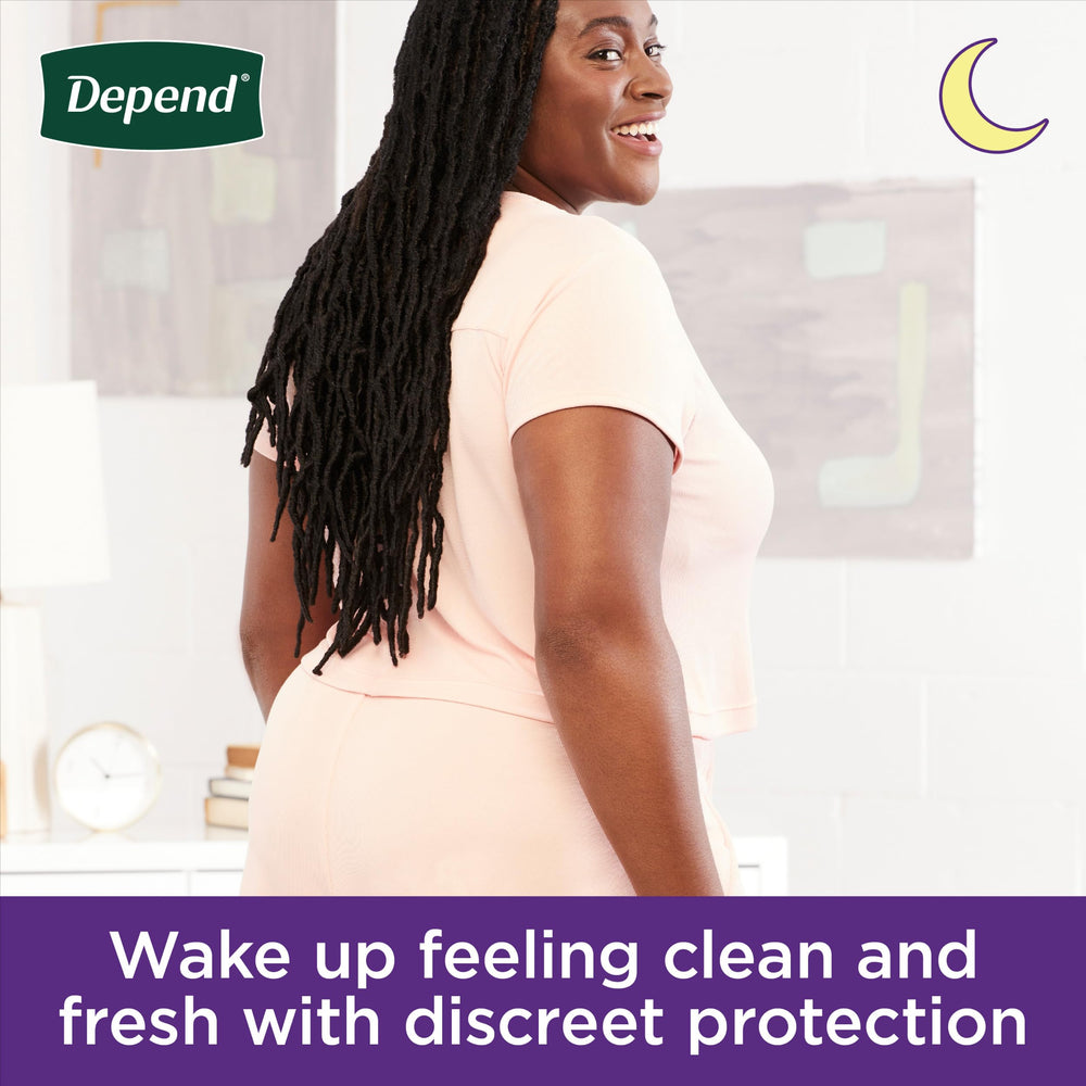 Depend Night Defense blush color design adds a subtle, stylish nightwear look.