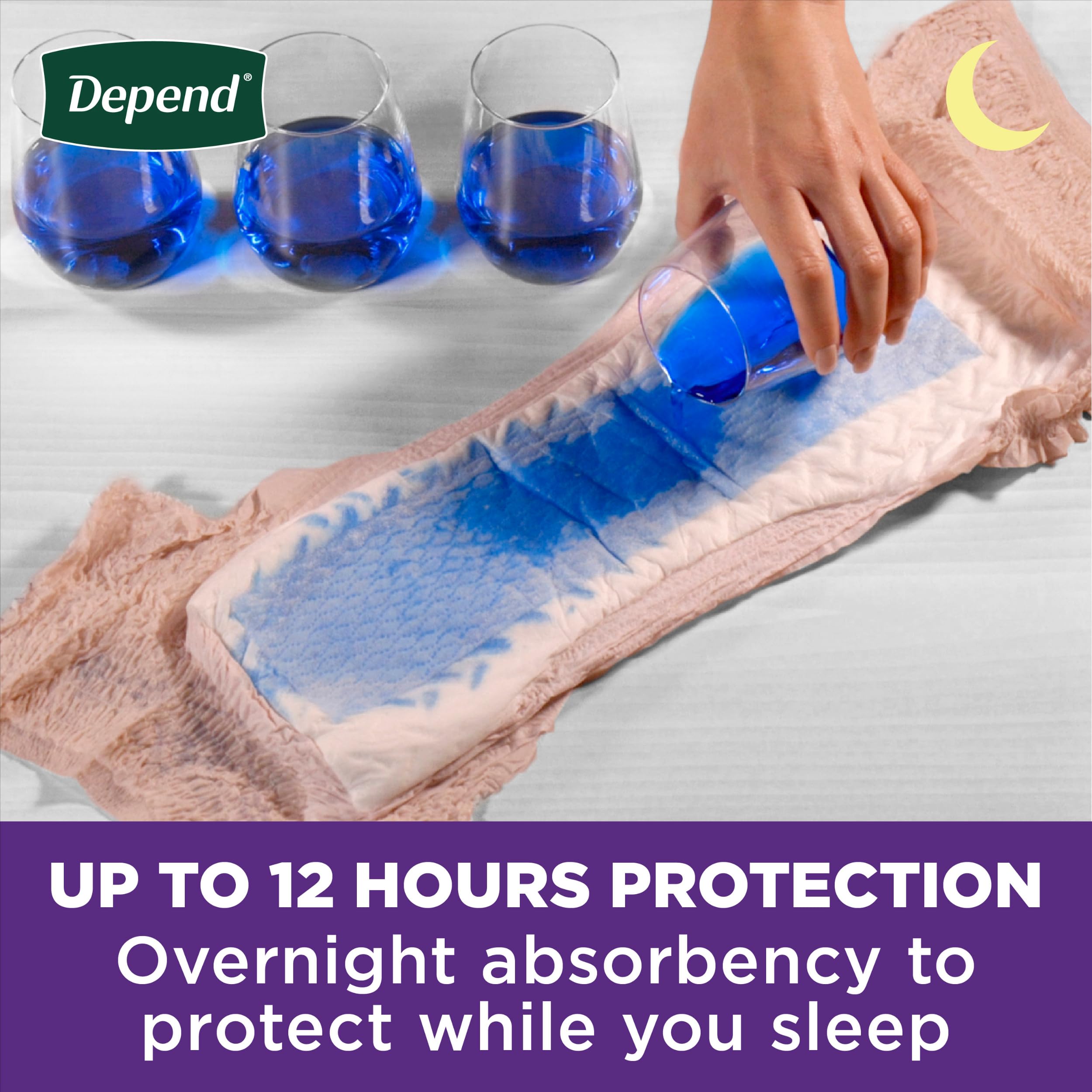 Depend Night Defense OdorBlock technology helps manage odors effectively.