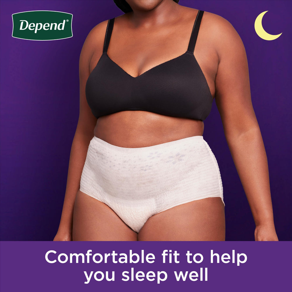 Depend Night Defense wicks away moisture for a dry night experience.