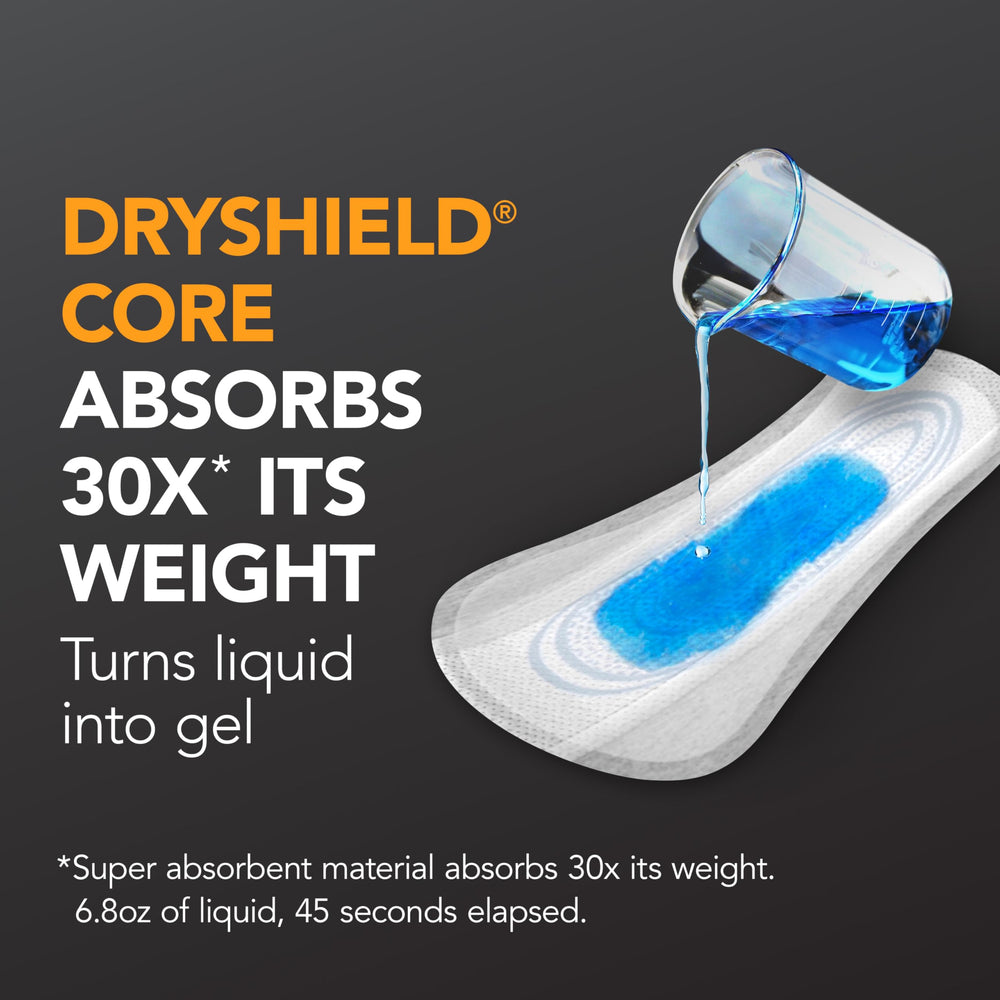 Depend Shields for Men adhesive backing helps secure placement in briefs.