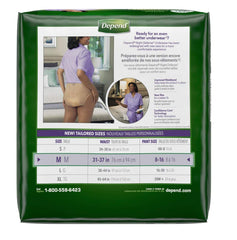 Depends Women night defense underwear with snug waistband for secure overnight wear.