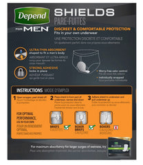 DependsMen Shield light absorbency pad provides comfortable protection for drips.