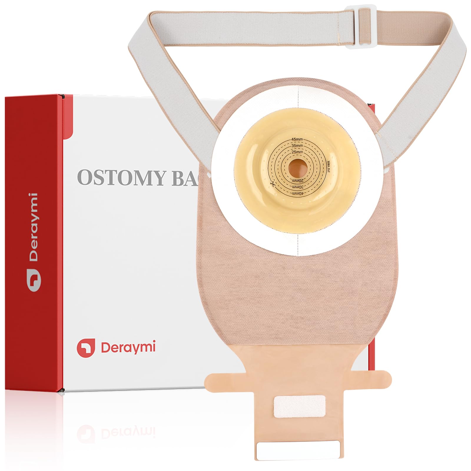 DERAYMI convex colostomy bag with belt attachment for a secure fit.