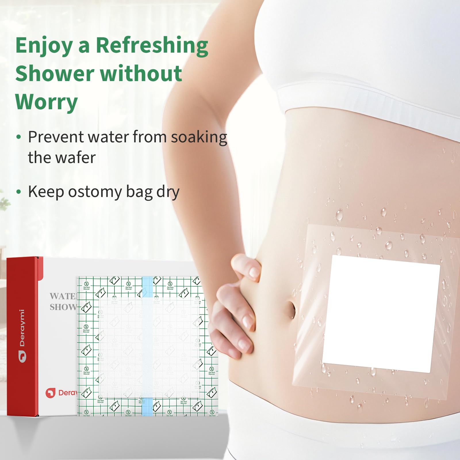 Deraymi ostomy cover with non-stick center pad shields delicate skin