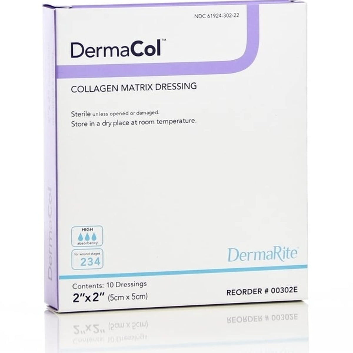 DermaRite Dermacol collagen dressing 2x2 for clinical wound coverage