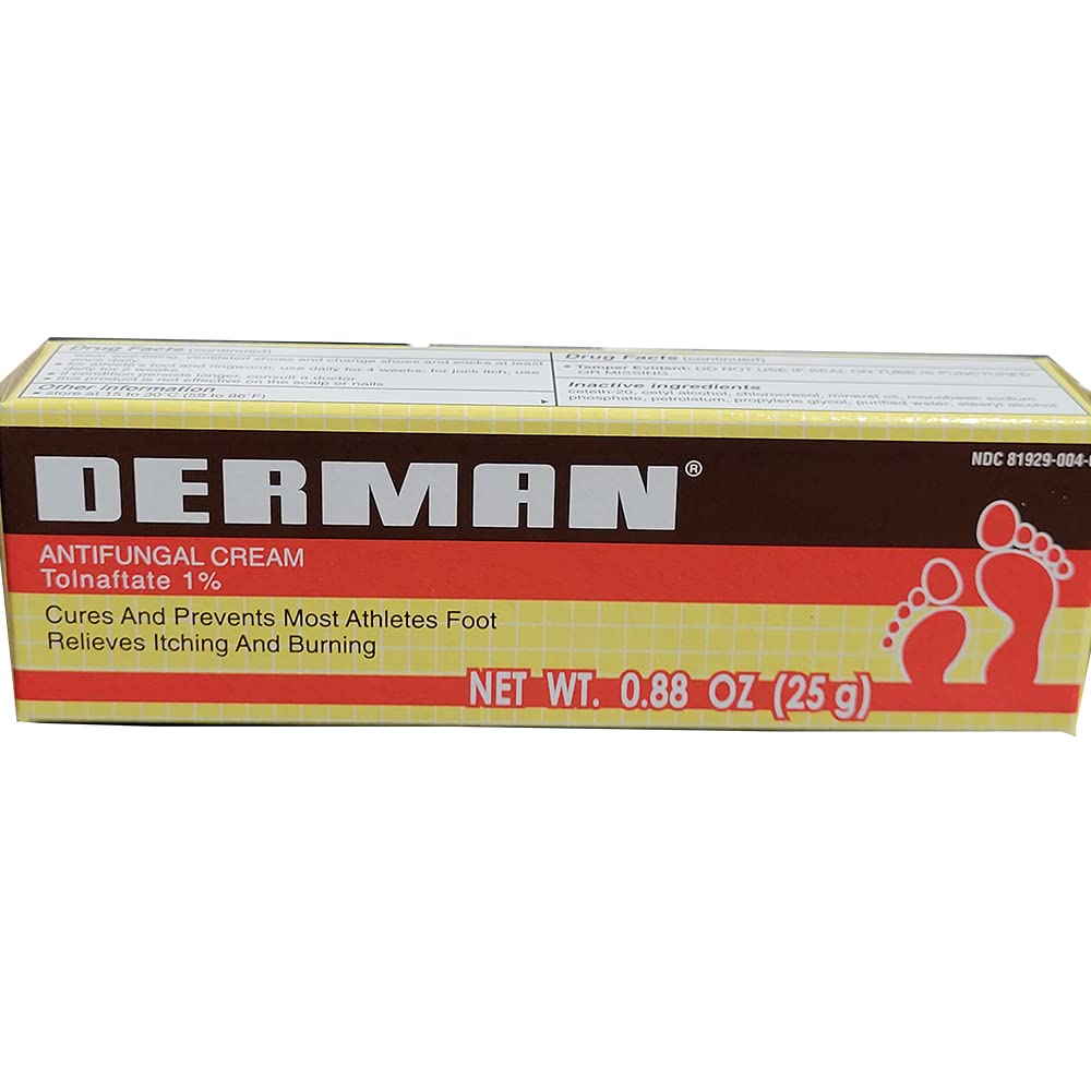 Derman antifungal cream applied as a thin layer to affected skin