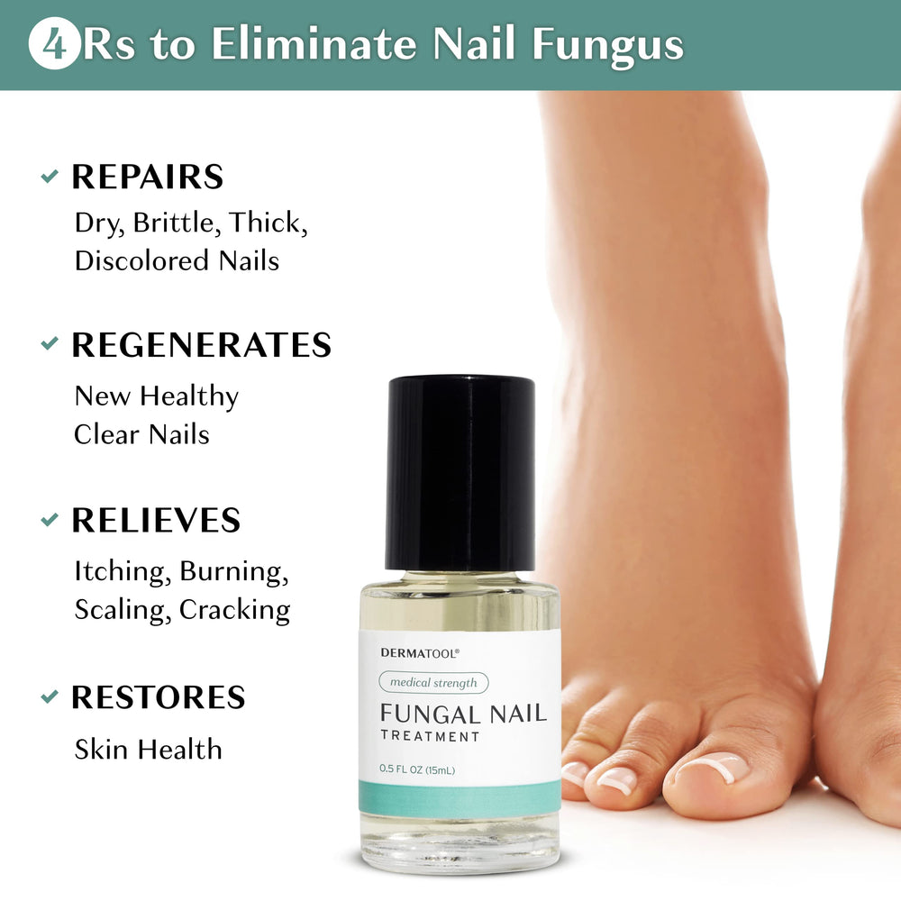 DERMATOOL applicator brush enables precise under-nail delivery.