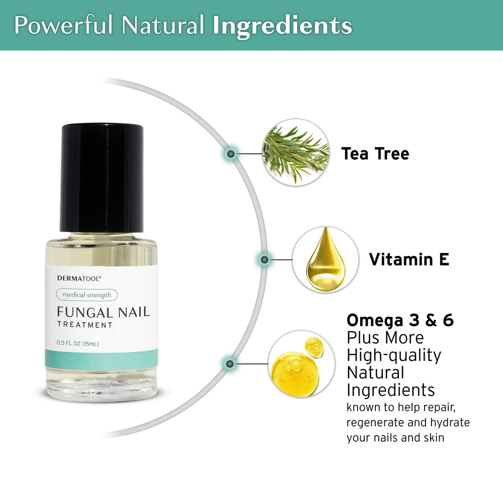 DERMATOOL clear, fast-drying formula on nails.