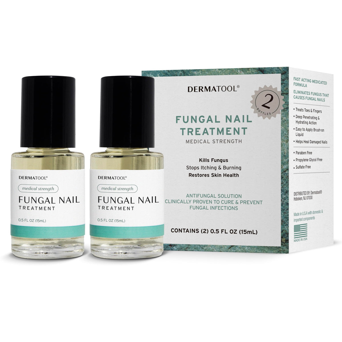 DERMATOOL extra-strength toenail fungus treatment being applied for fast absorption.