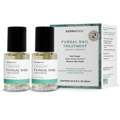 DERMATOOL extra-strength toenail fungus treatment being applied for fast absorption.