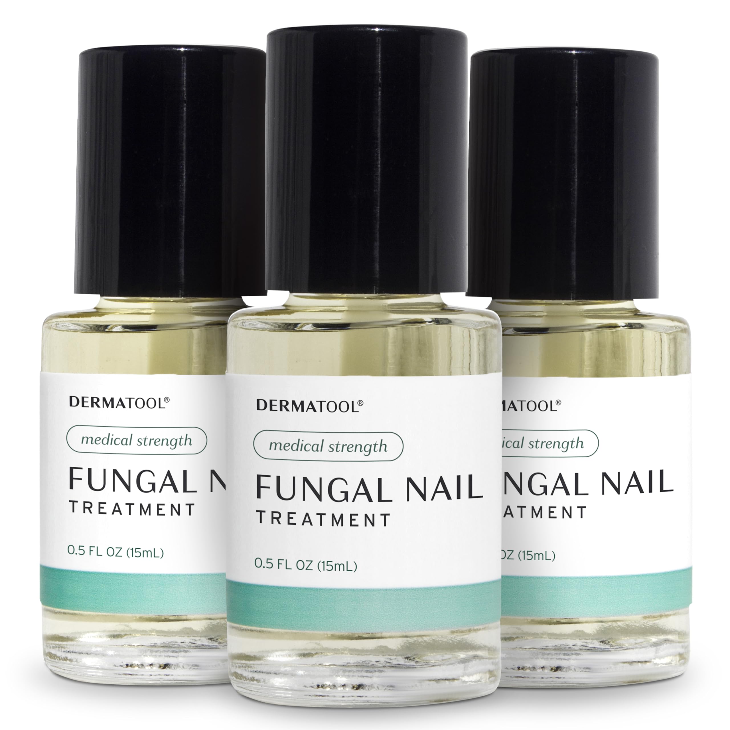 DERMATOOL toenail fungus treatment bottle for precise, even application and quick drying.