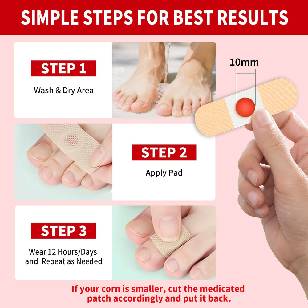 DERMFREE pad placed over corn provides targeted contact and cushioning.