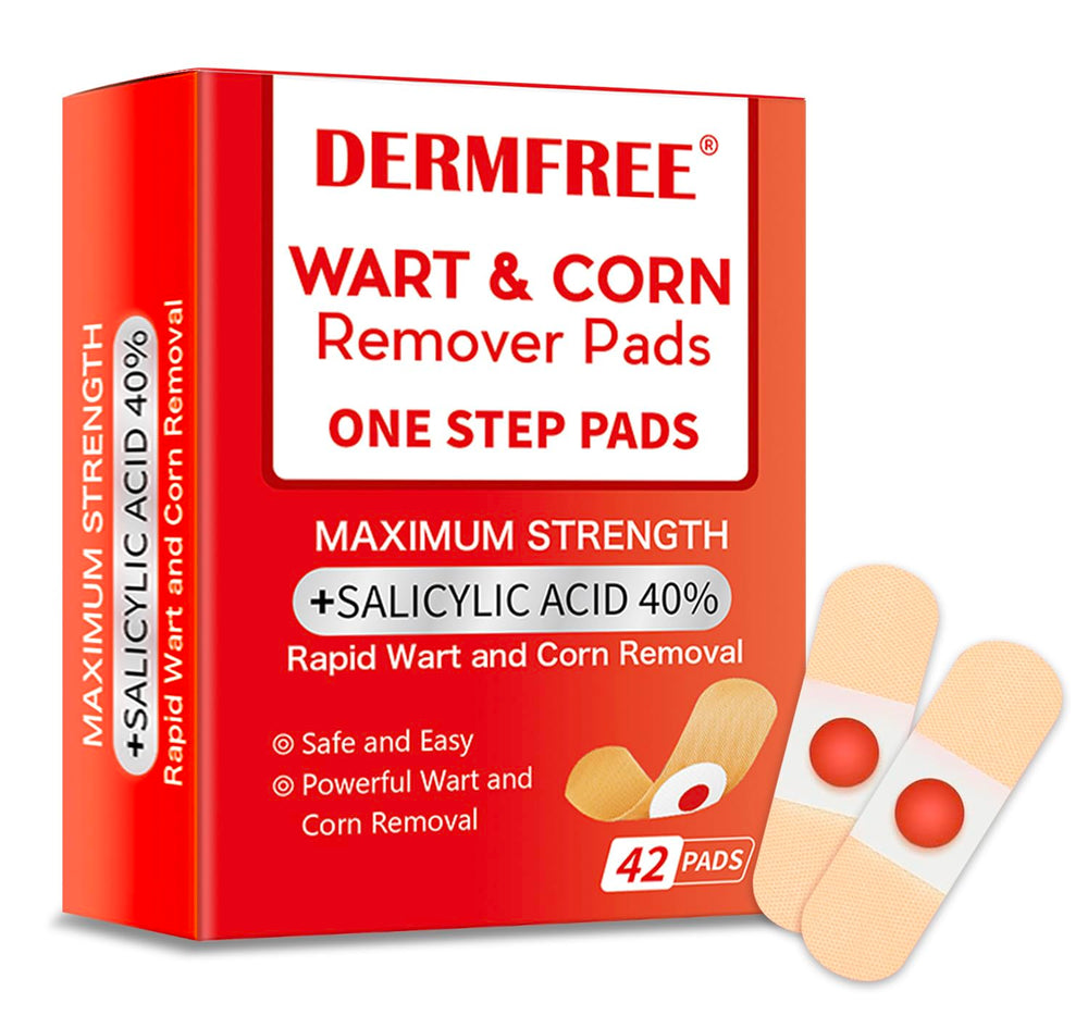 DERMFREE Wart Corn Remover Pads packaging shows a 42-count box for value.