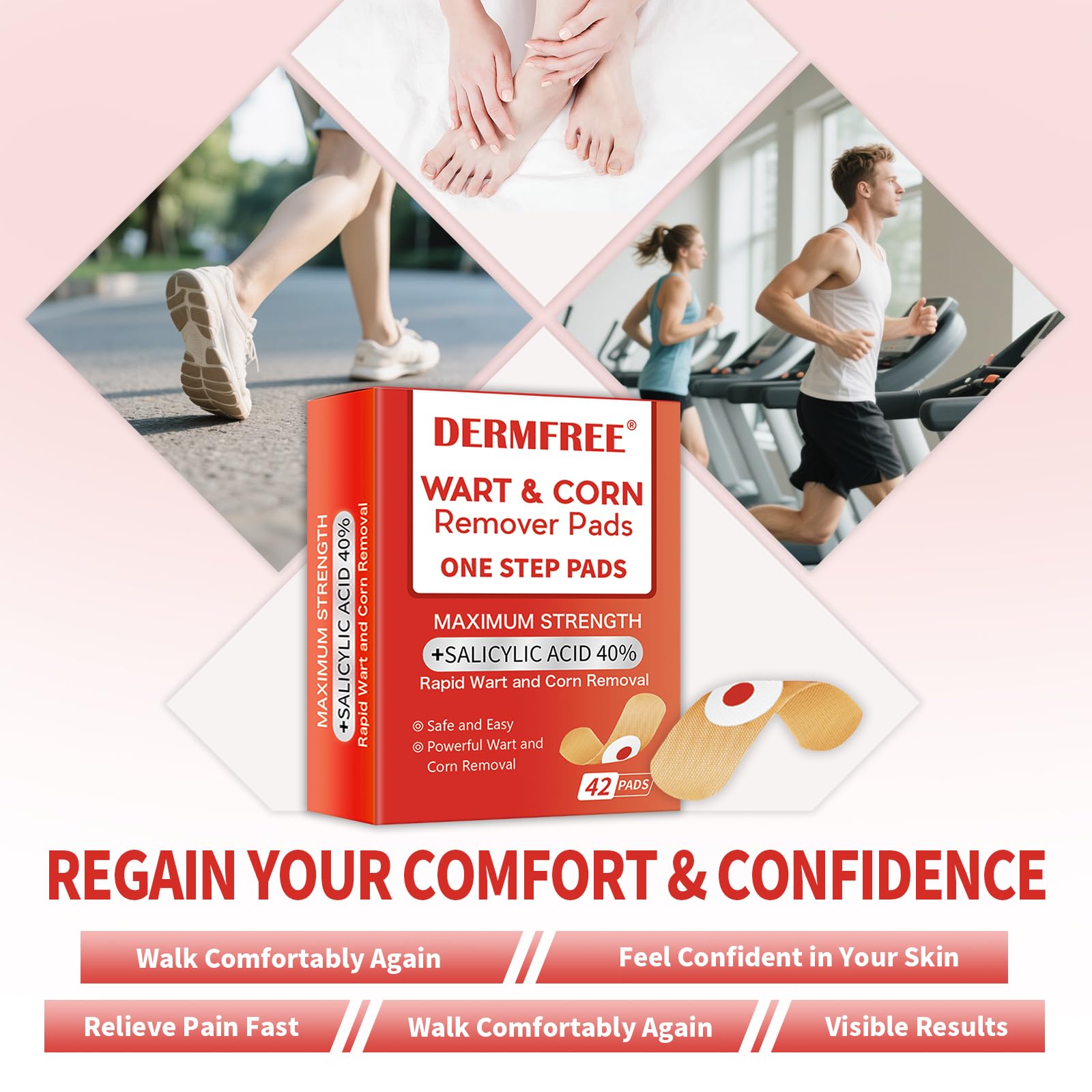 DERMFREE pads for plantar-foot use protect sensitive areas.