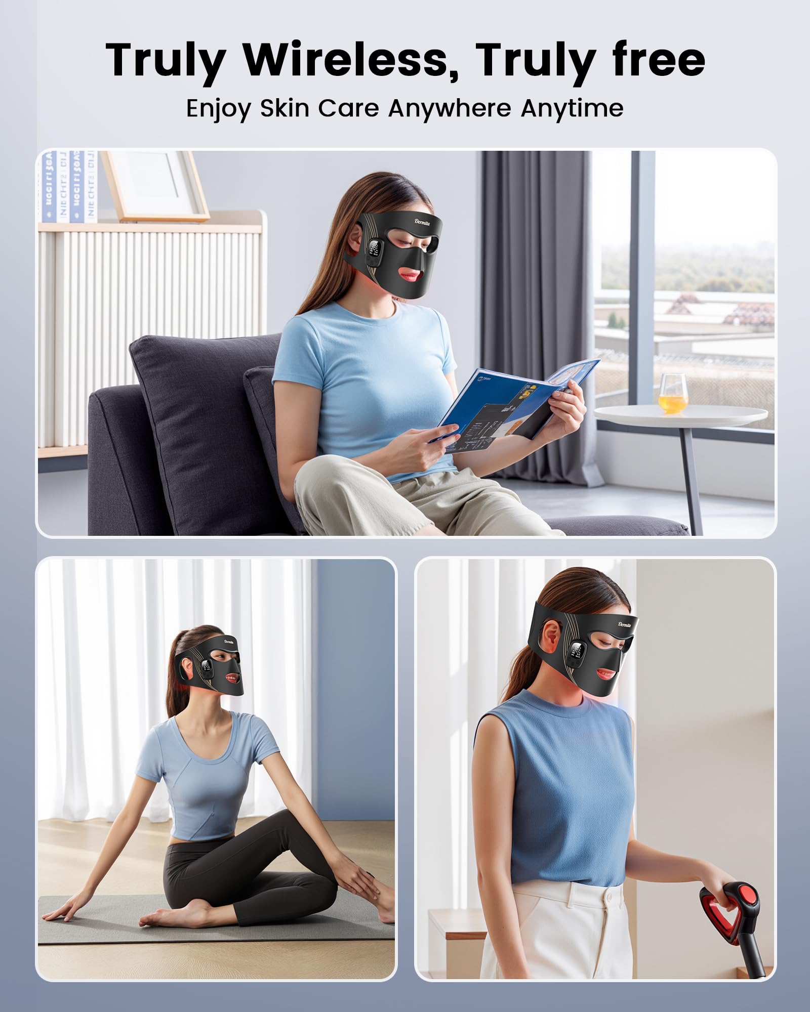 Dermita four-mode LED mask with eye protection features.