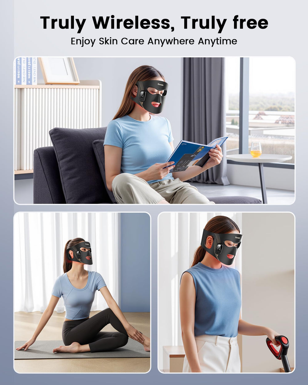 Dermita four-mode LED mask with eye protection features.