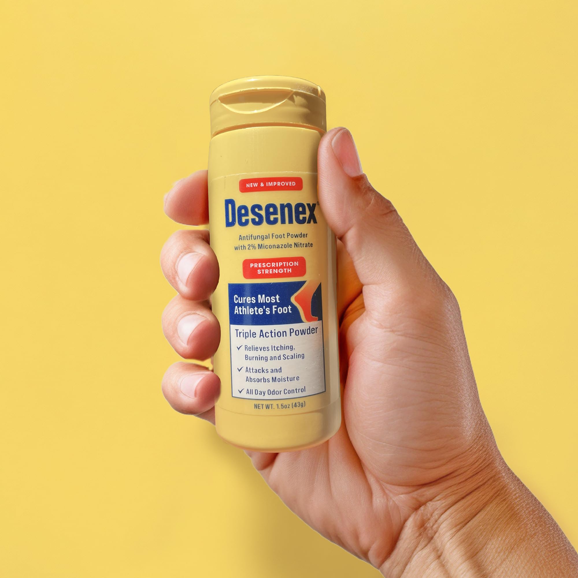 Desenex talc free formula highlighted for gentle use.