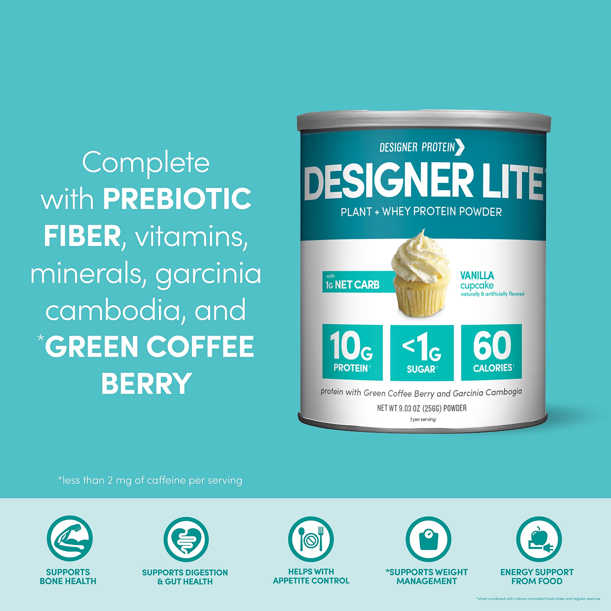 Designer Wellness Designer Lite vanilla shake glass illustrates convenient post-workout support.