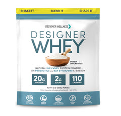 Designer Wellness Designer Whey tub with unflavored protein for post-workout recovery