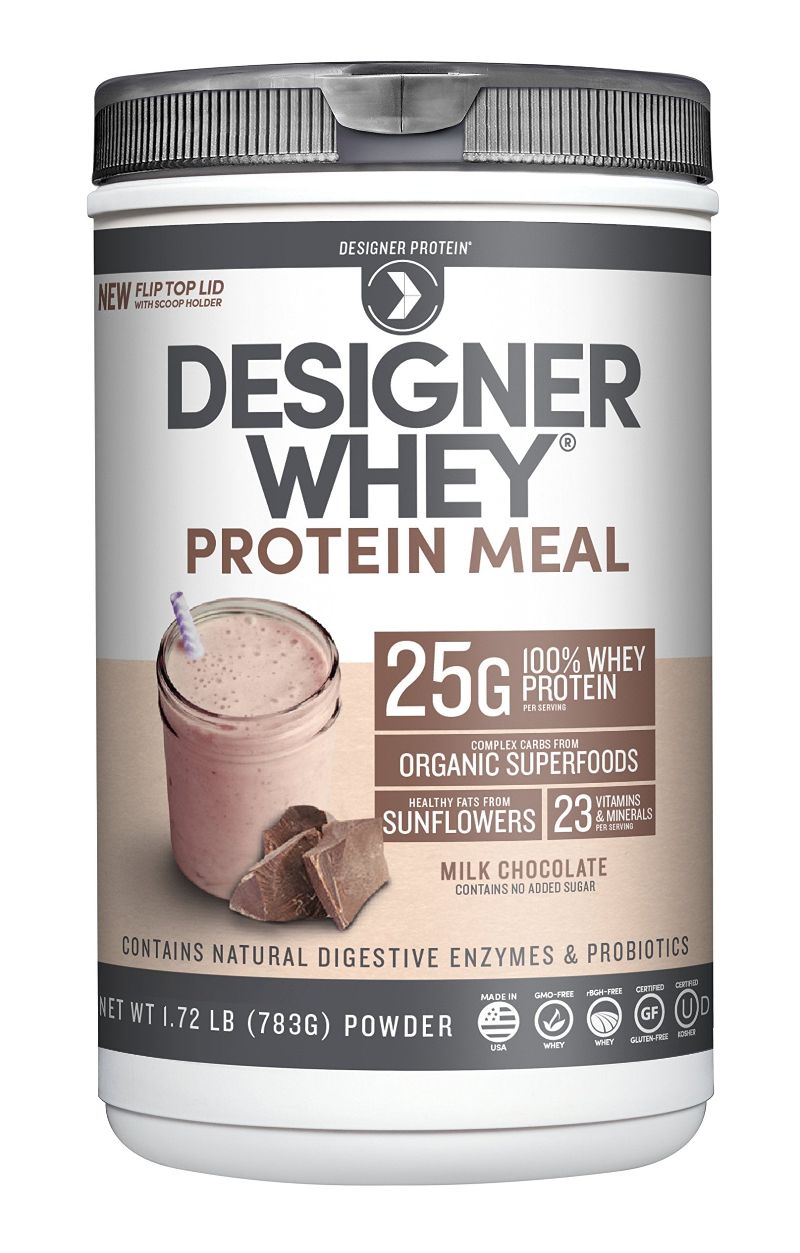 Designer Wellness nutrition facts panel highlights 23 vitamins and minerals for daily support