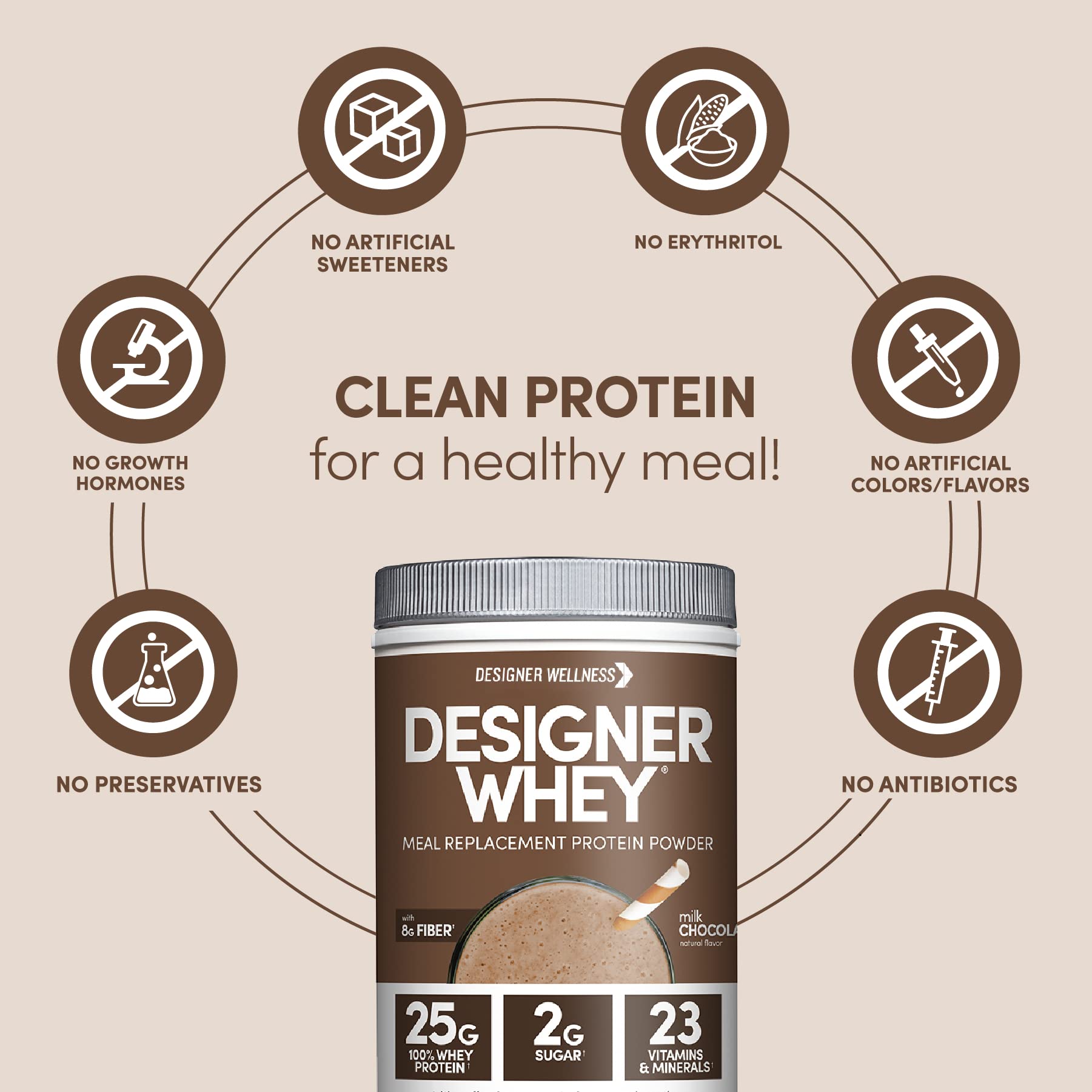 Designer Wellness prebiotic fiber bottle includes 8 g fiber and probiotics for digestion