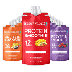 Designer Wellness Protein Smoothie berry pouch for on-the-go protein boost.