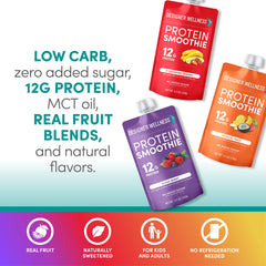 Designer Wellness Protein Smoothie strawberry pouch offers convenient healthy snack.