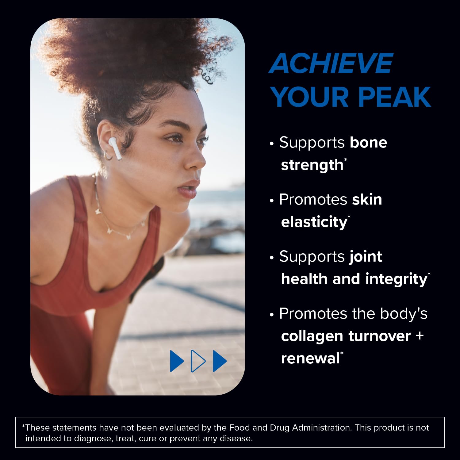 Designs for Sport Collagen Complex label emphasizes quality and safety through NSF certification.