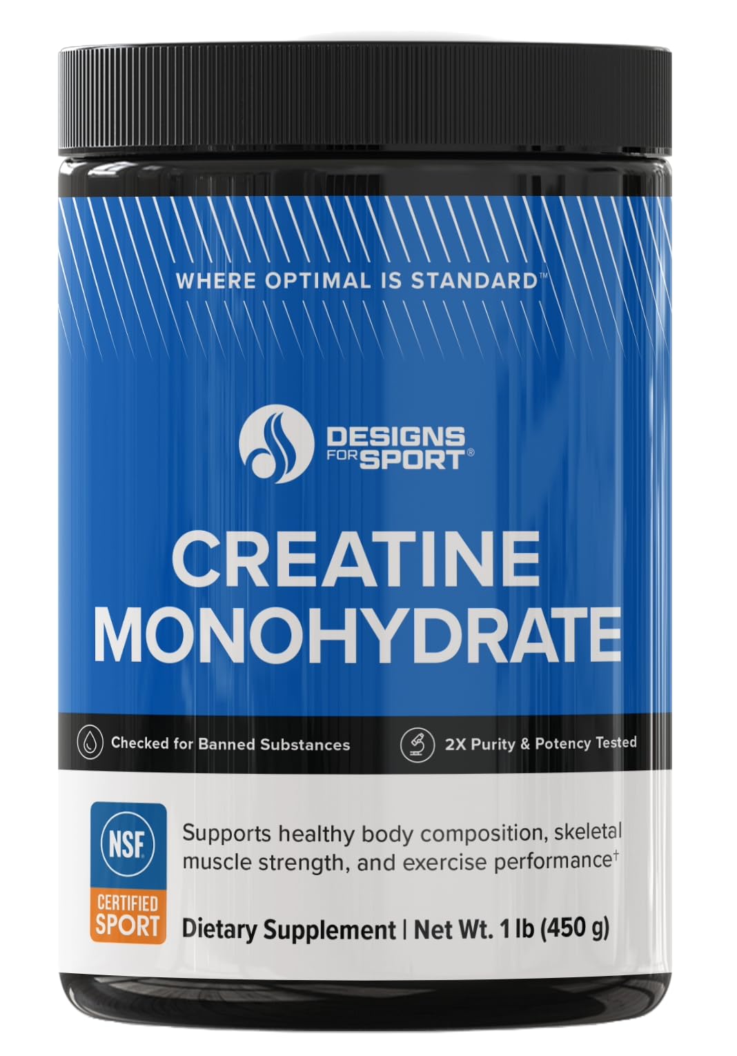 Designs for Sport micronized creatine monohydrate canister for easy absorption