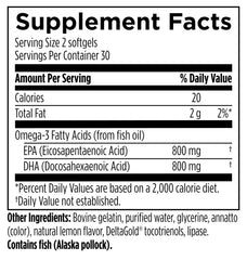 Designs for Sport Omega 3 HI-PO bottle back reveals transparent ingredients and serving guidance