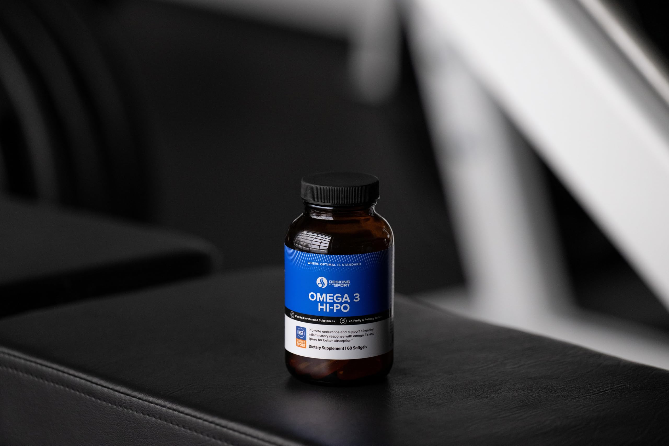 Designs for Sport Omega 3 HI-PO softgels pack for easy daily dosing