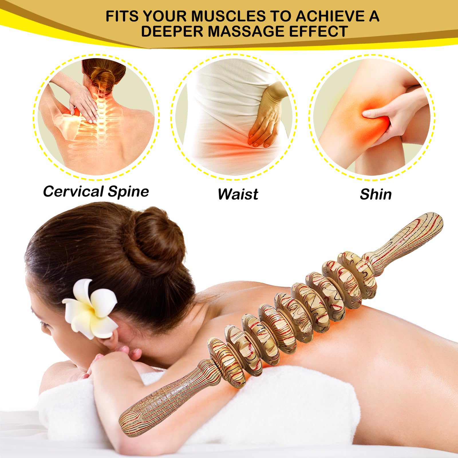 Deston wooden massager 360-degree rollers for full-body coverage.