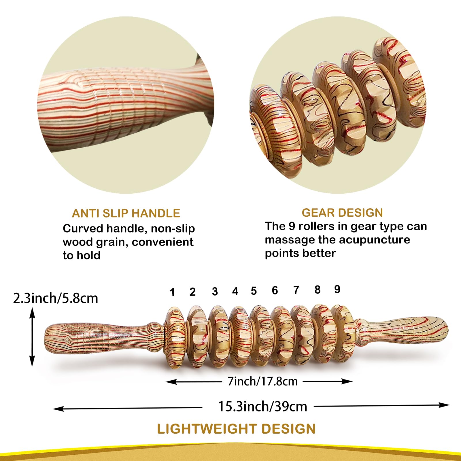 Deston wooden massager handheld design for portable relaxation.