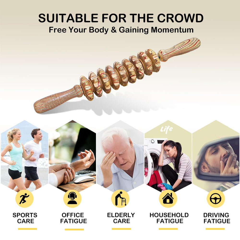 Deston wooden massager versatile use on arms and legs.