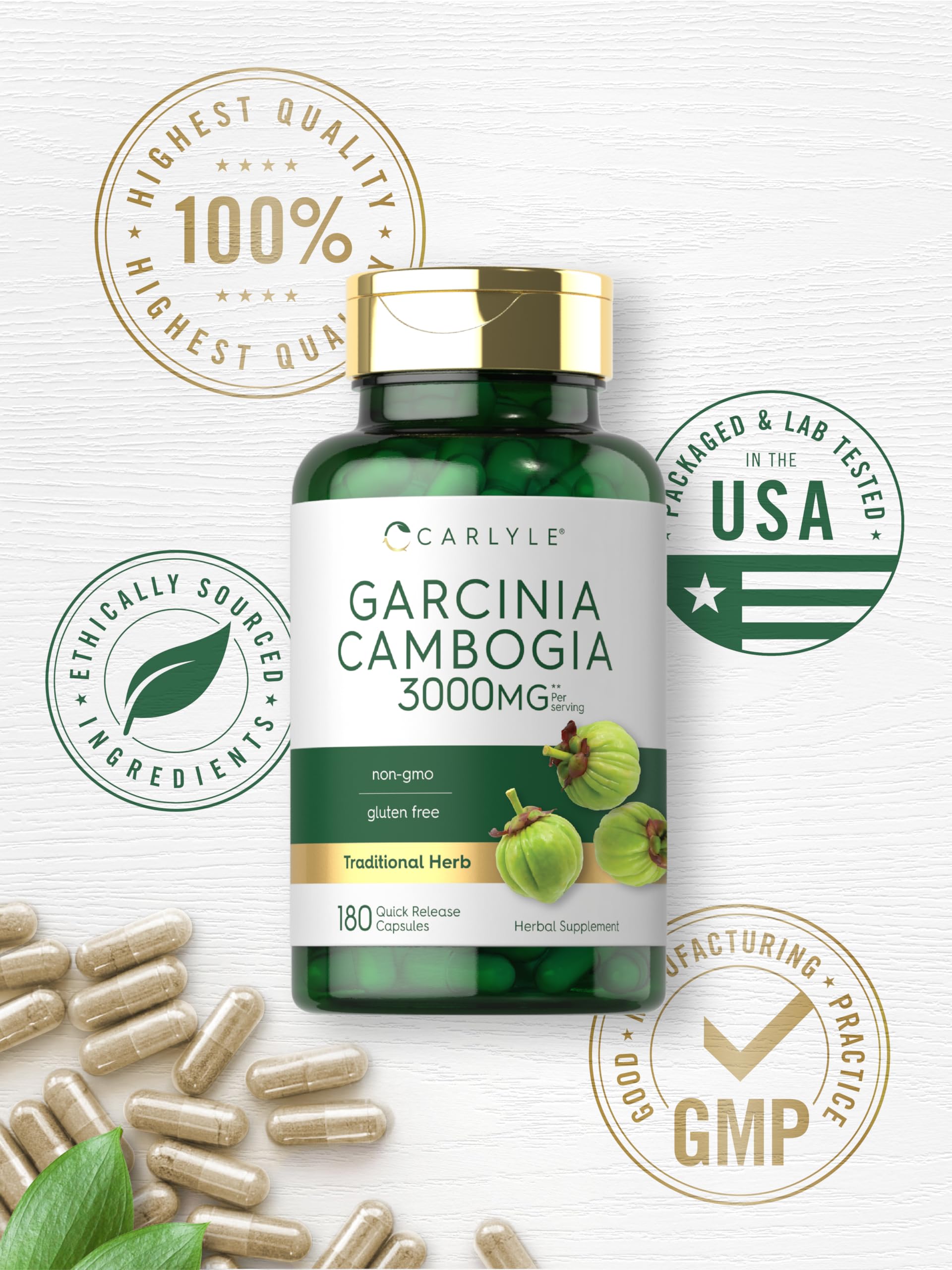 Detalle de cápsula Carlyle Garcinia Cambogia, cápsula de liberación rápida