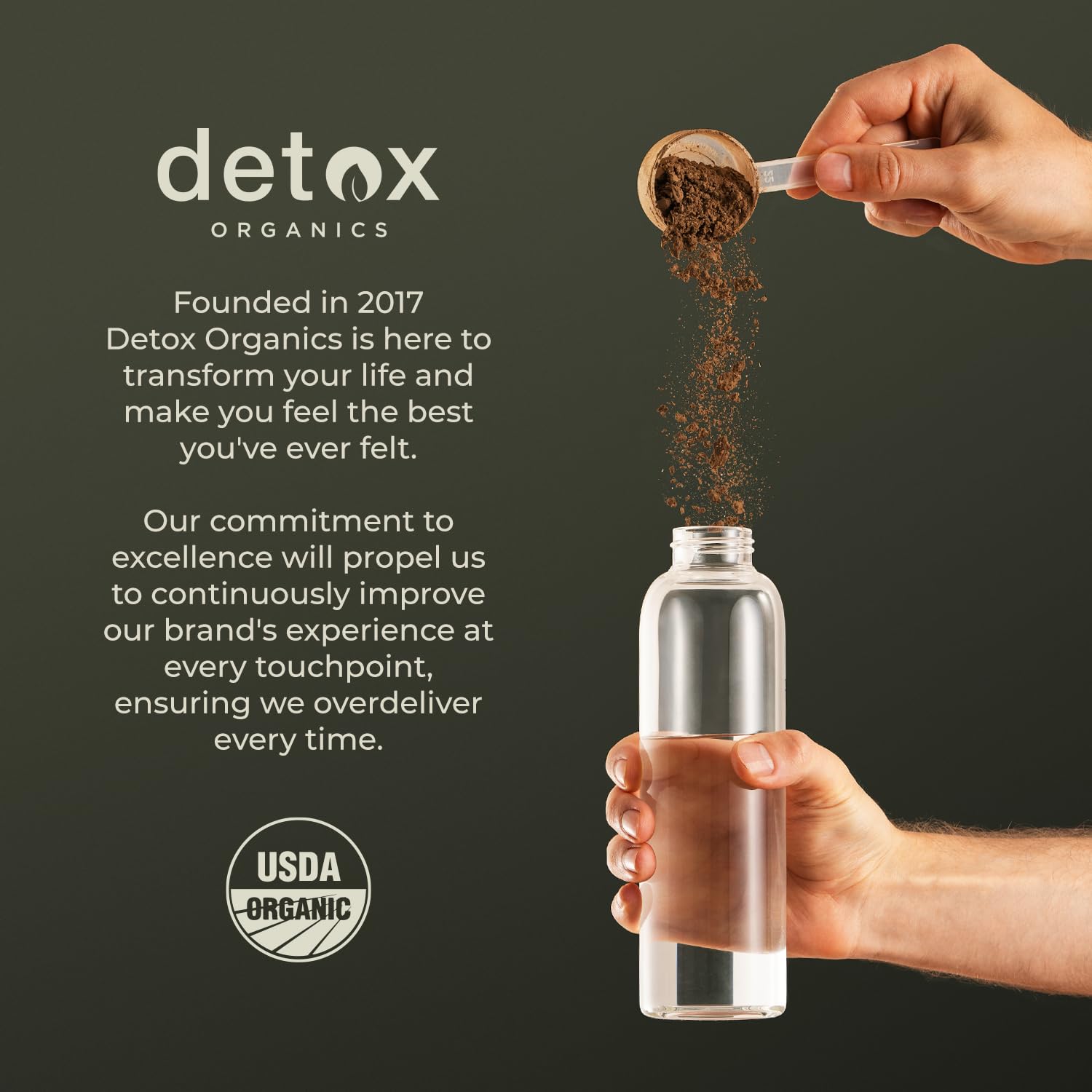 Detox Organics packaging front highlighting vegan and organic label
