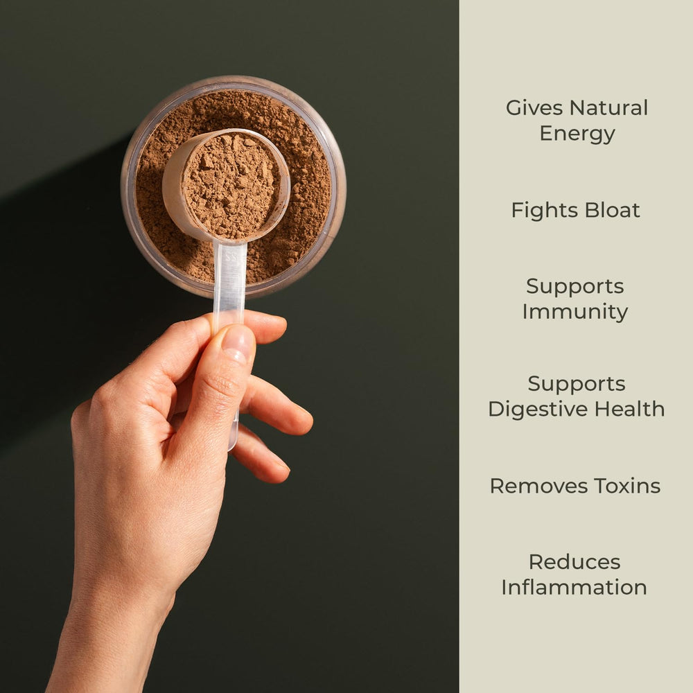 Detox Organics teaspoon sprinkling powder for a convenient morning ritual