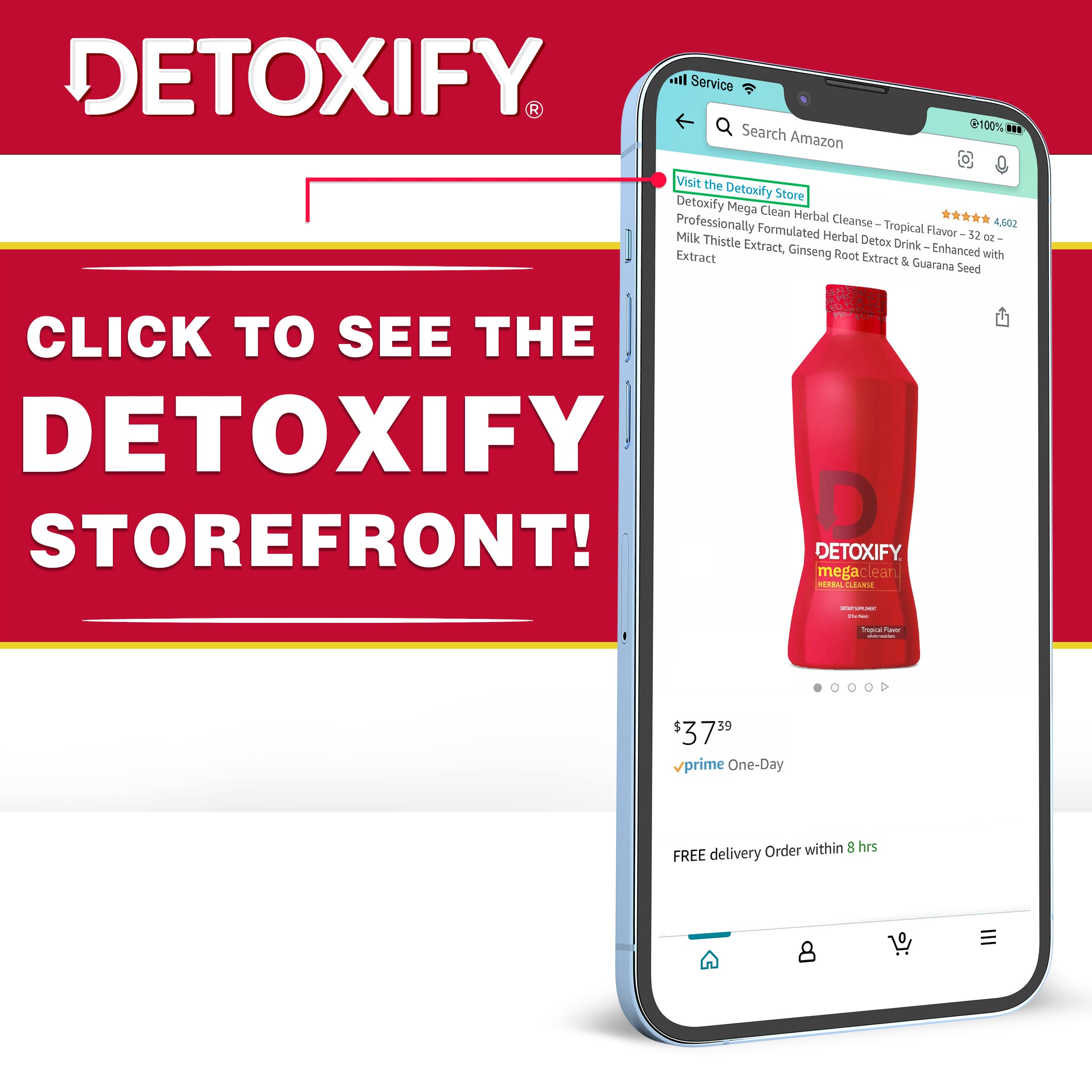Detoxify eco-packaging-sticker highlights sustainable branding.