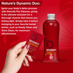 Detoxify Mega Clean tropical bottle label emphasizes natural detox ingredients for daily support.