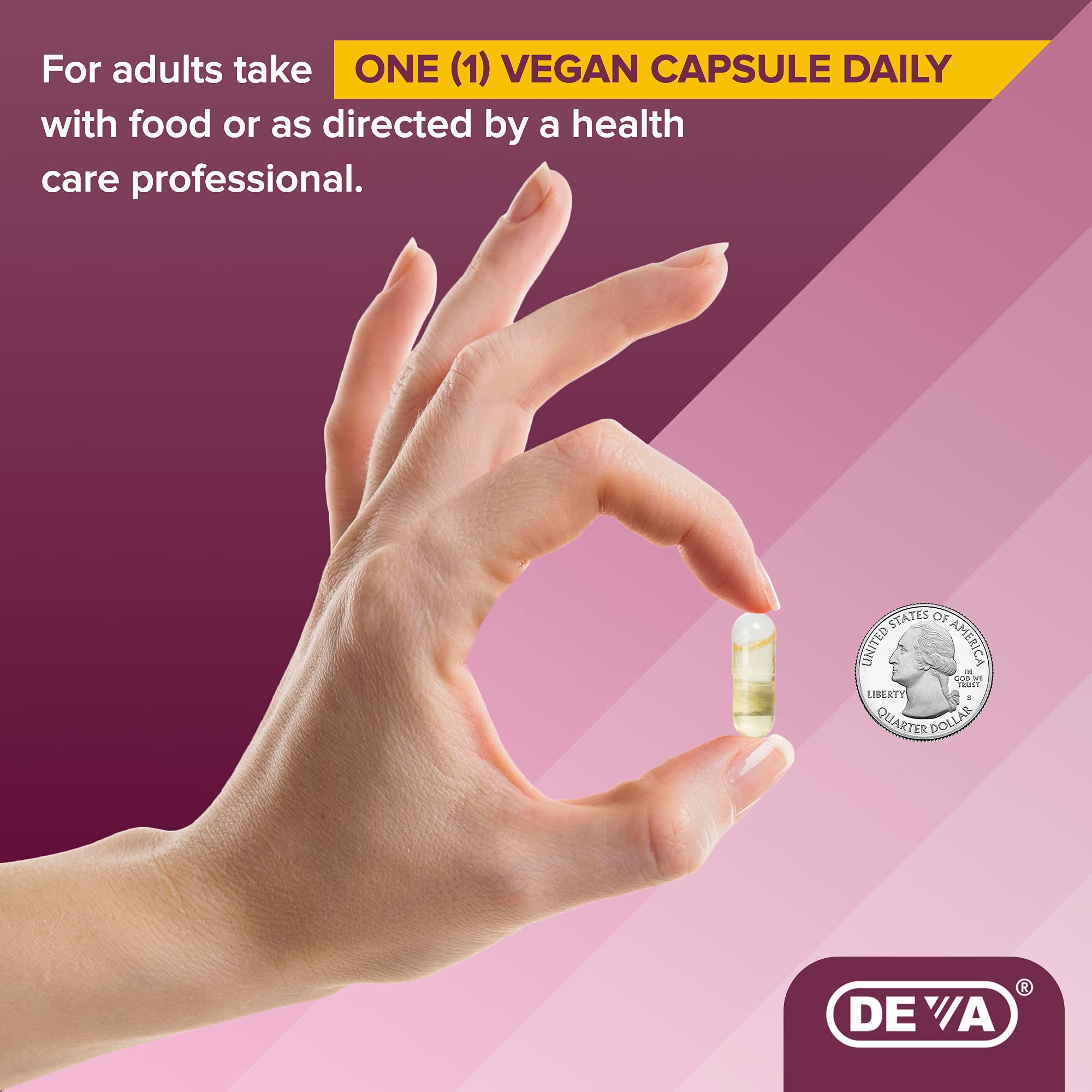 DEVA Evening Primrose Oil capsule close-up reveals triglyceride form.