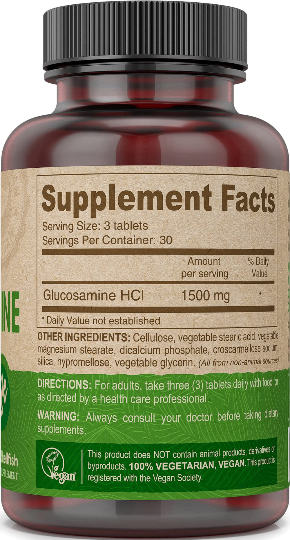Pair of DEVA glucosamine tablets on a table for everyday use in a vegan routine