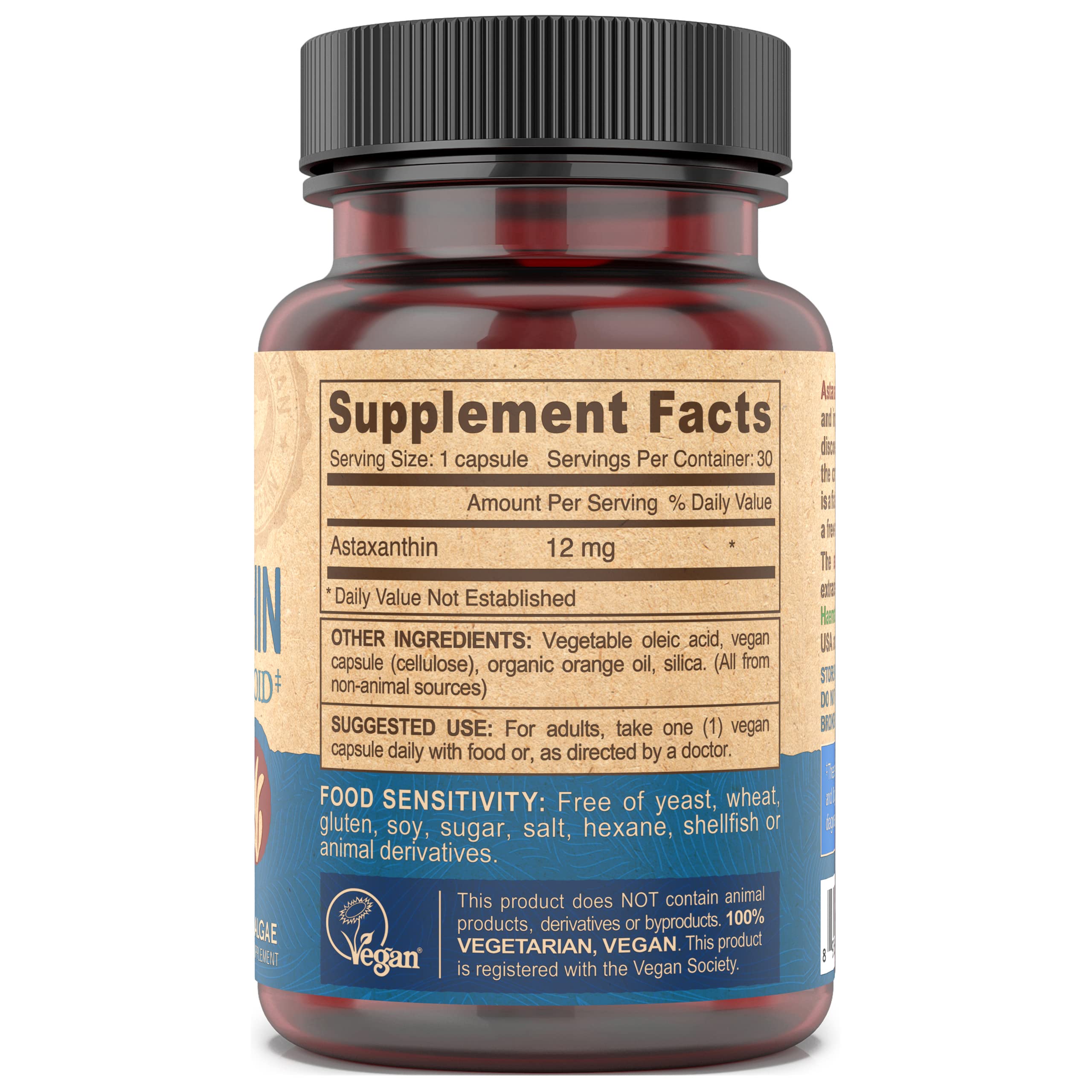 DEVA Haematococcus pluvialis microalgae source, plant-based carotenoid for natural antioxidant support.