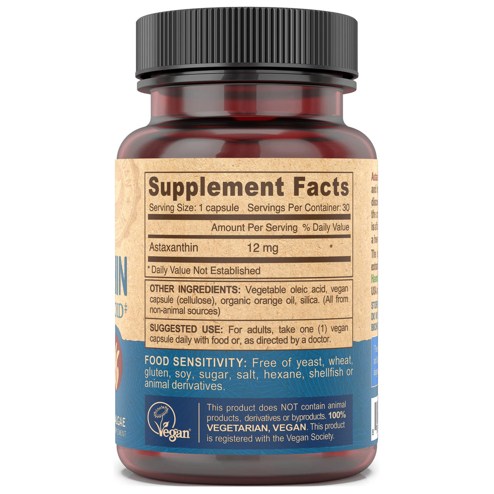 DEVA Haematococcus pluvialis microalgae source, plant-based carotenoid for natural antioxidant support.
