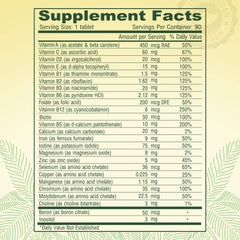 Label on DEVA Tiny Tablets showing vitamin blend and minerals