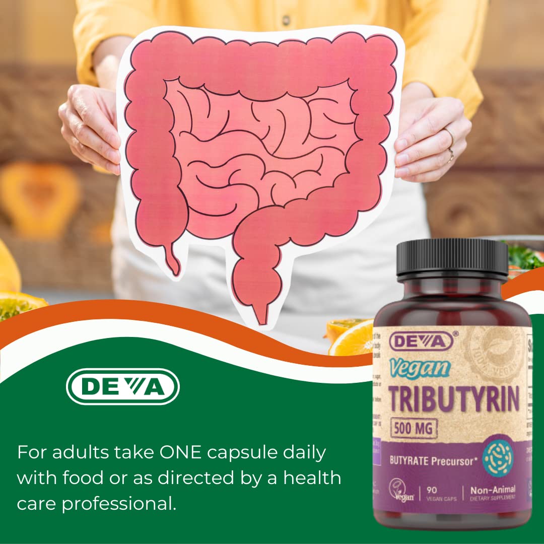 DEVA Tributyrin gut health visual motif on packaging